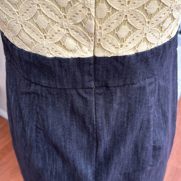 🍀2/10.00, Alyx dress yellow lace jewelry closure top denim zip down back ,excell - Picture 8 of 10